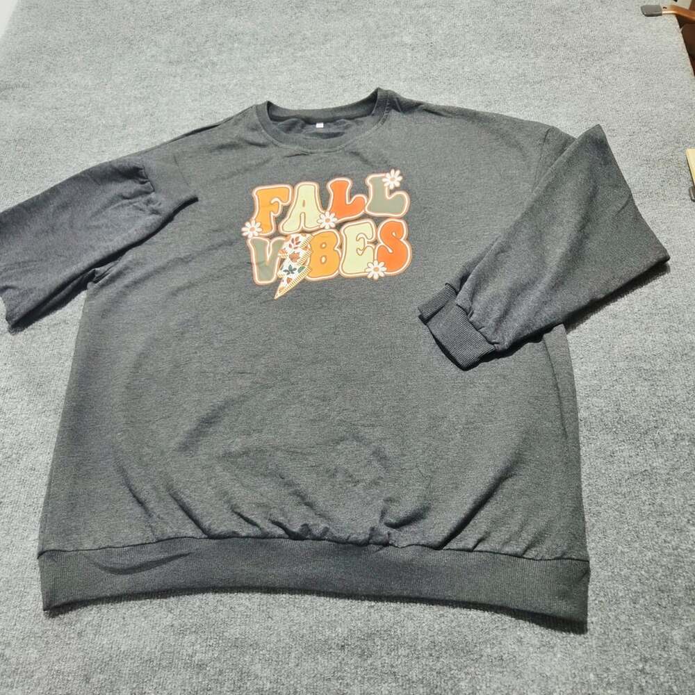 Fall Vibes Graphic Sweatshirt XXL Gray Autumn Long Sleeve